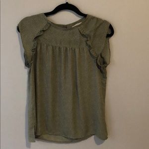 Green blouse with white polka dots